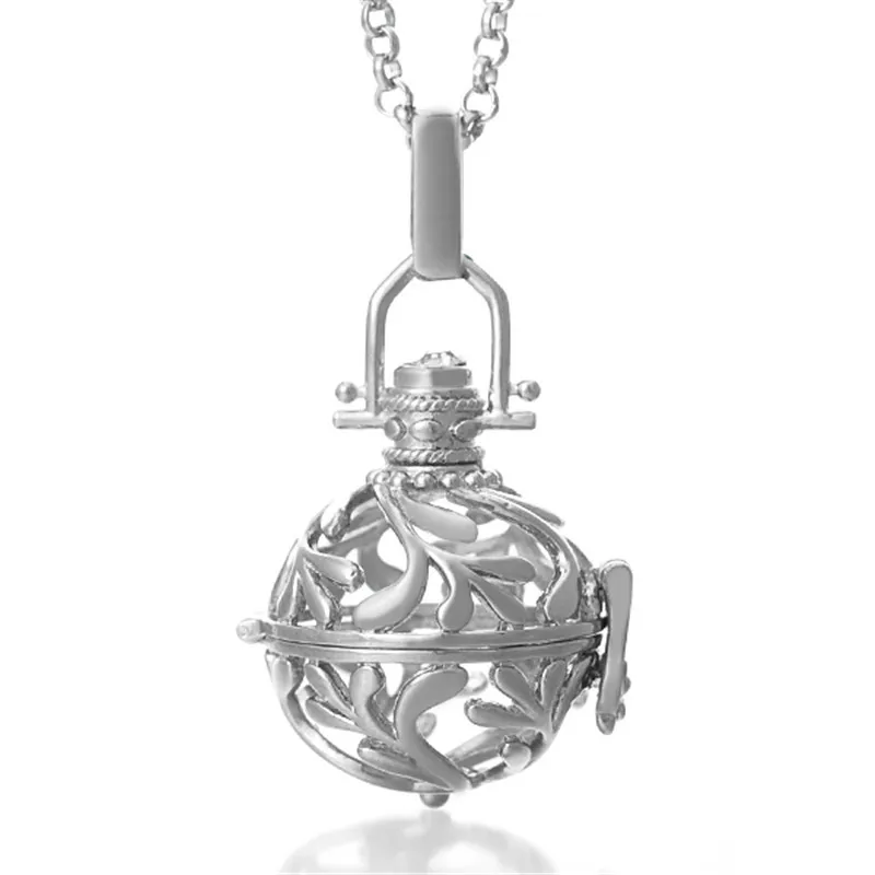 sterling silver plated harmony bola ball locket pendant ball pregnant Aquatic necklace sweater chain Hollow woman necklaces