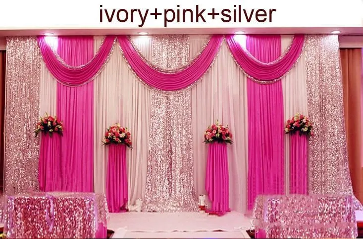 3m*6m Wedding Backdrop Swag Party Curtain Celebration Stage Performance Background Drape Silver Sequins Wedding Favors Suppliers