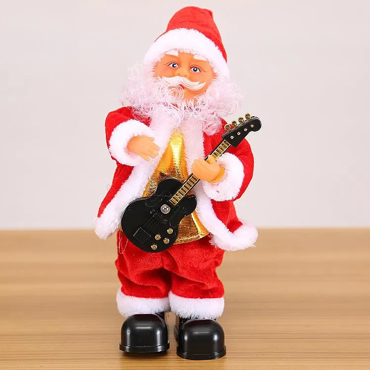 Criativa elétrica Papai Noel que canta Presentes Saxophone boneca Papai Noel Ornamentos Crianças Dançar Decoração Música de Santa Toy