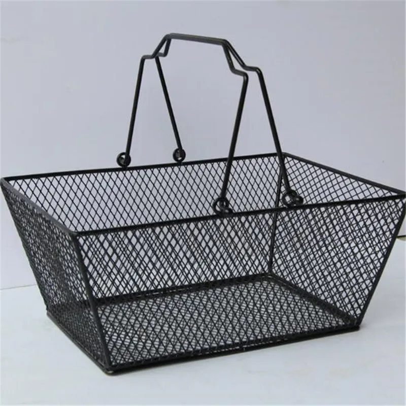 Nya shoppingkorgar för kosmetika, pulverlackerad bastket för kosmetikaffär Wire Mesh Basket med metallhandtag Gratis frakt