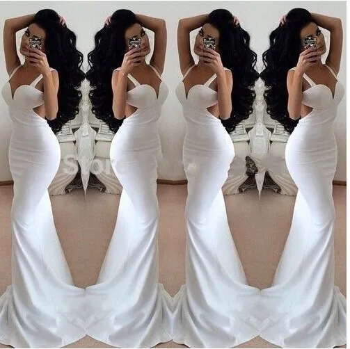 2015 New Arrival Sexy Mermaid White Cutout Long Backless Formal Bodycon Pageant Prom Dress Women Gown Free Shipping Evening Gowns