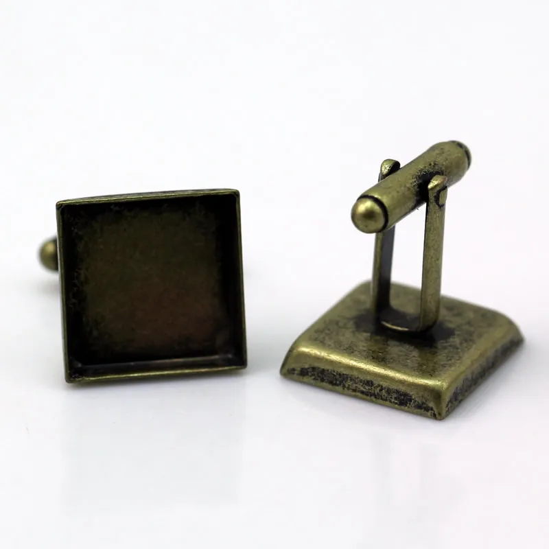 BeadSnice Cufflink Onderdelen met 18mm Square Bezel-instelling voor uw manchetkoppeling Making Brass ID 10040