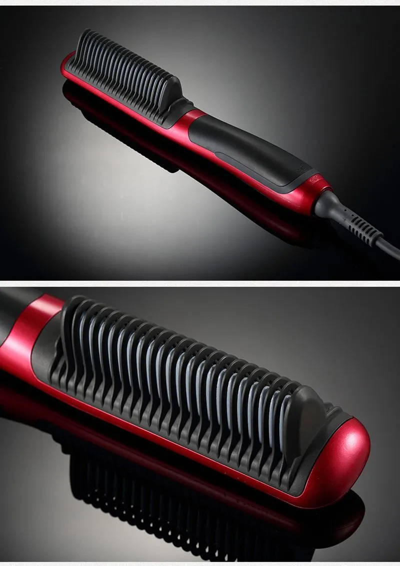 US Plug 110V KD-388 새로운 전문 직선형 아이언은 Isplay Electric Straight Hair Comb Straightener Iron Brush DHL과 함께 제공됩니다.