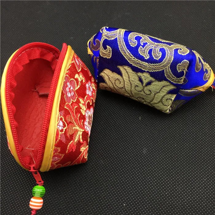 Coquillage Petits Sacs Zippés en Tissu pour Emballage de Bijoux Cadeaux Pochette de Rangement en Brocart de Soie de Chine Porte-Monnaie Mignon Sac de Faveur de Bonbons au Chocolat 