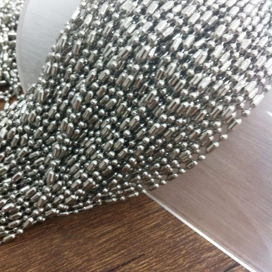 Muito 10 metros 2mm / 2.4mm / 3.2mm de Aço Inoxidável Moda Arroz Longo Curto Beads cadeia de jóias DIY encontrar / Marking Acessório Mulheres