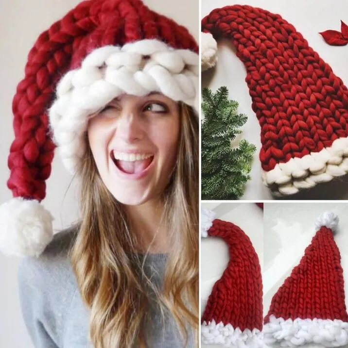 New Christmas Woolen Yarn Parent-Child Caps Decorations Ornaments Santa Claus Hats Family Crochet Caps Skullies Beanies Cap