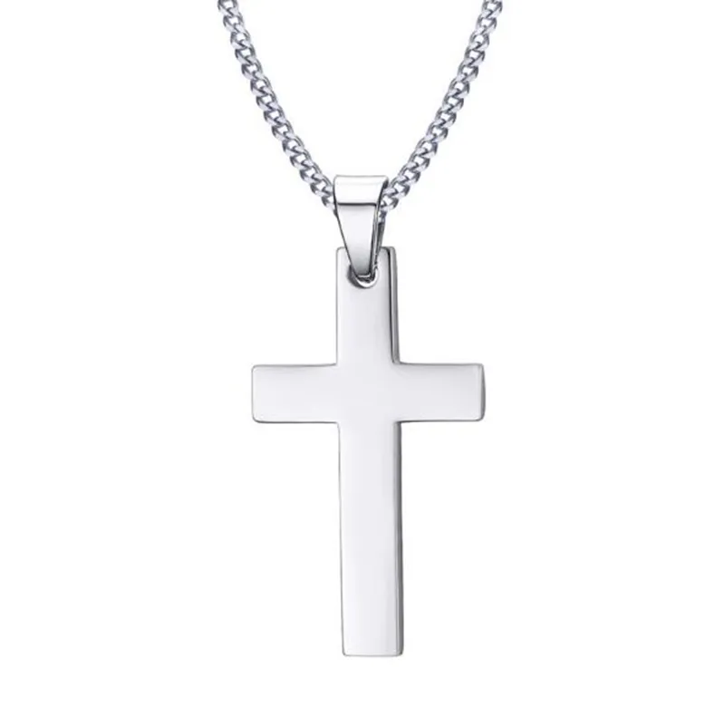 Wholesale Hot Classic Mens Cross Pendant Necklace 24" Stainless Steel Link Chain Necklace Statement Jewelry 