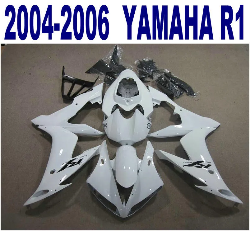 Moulage par injection livraison gratuite kit de carénage ABS pour YAMAHA 2004-2006 YZF R1 yzf-r1 04 05 06 ensemble de carénages en plastique noir blanc PQ96