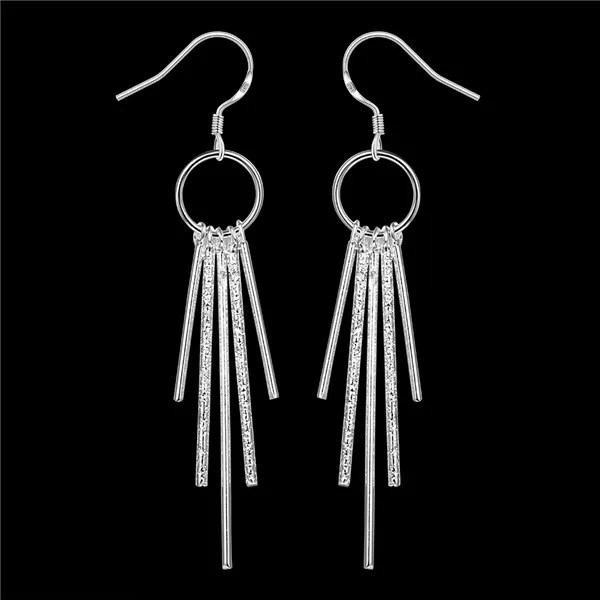 Brand new sterling silver plate Five column earrings DFMSE026,women's 925 silver Dangle Chandelier earrings a 