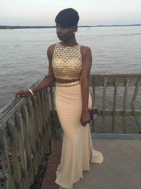 Two-Piece Chiffon Sheath Prom Dress with Crystal Rhinestone Bodice and Sweep Train from Dhgate Prom Dresses - price 131.76 Two-Piece Chiffon Sheath Prom Dress with Crystal Rhinestone Bodice and Sweep Train from Dhgate Prom Dresses - price 131.76
