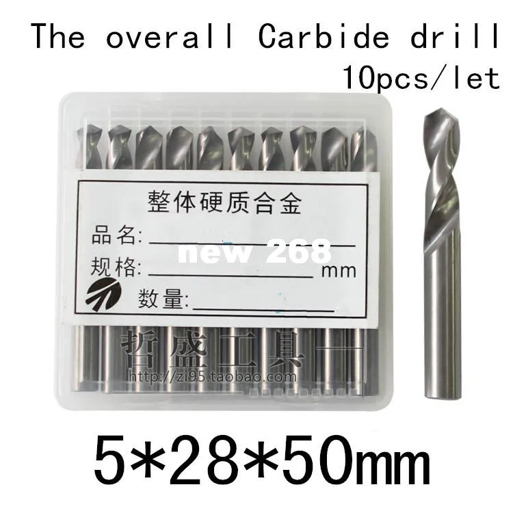 5*28*50mm 10pcs/let Solid carbide drill Carbide twist drill Twist Bit The lathe tool Free shipping