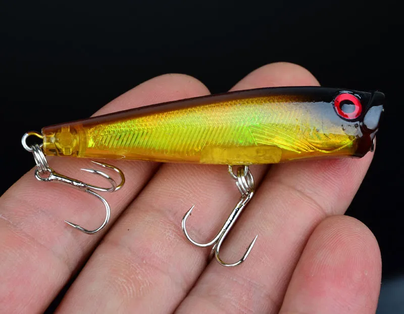 Topwater schwimmender Seebarsch-Kurbelköder Poper Angelhaken Köder 6,5 cm 6,6 g Pesca Minnow PS lackierter Kunststoff-Köderfisch