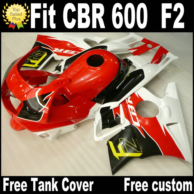 Motorcykel Fairings för Honda CBR 600 1991 1992 1993 1994 F2 CBR600 91 - 94 Red Black White Plastic Fairing Kit RP11