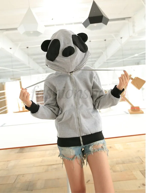 Partihandel 2014 Hot Fashion Women's Hoody Warm Cute Panda Hoodie Ytterkläder Jacket Sweatshirt B19 SV007946