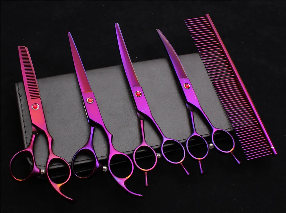 Suit 7" 440C Customized Logo Professional Hair Hairdressing Scissors Comb +Cutting Shears+Thinning Scissor +UP&Down Curved Shears C3002