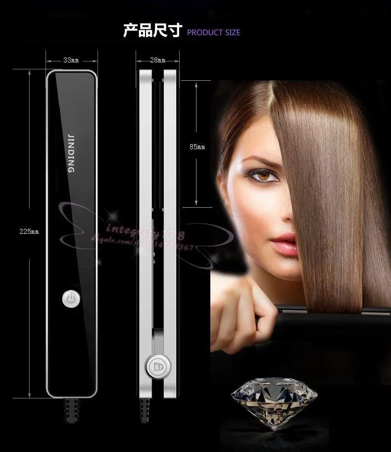 2016 new arrival jinding hair straighter AC110-240V 50/60Hz power 35W black and white color Straightening Iron