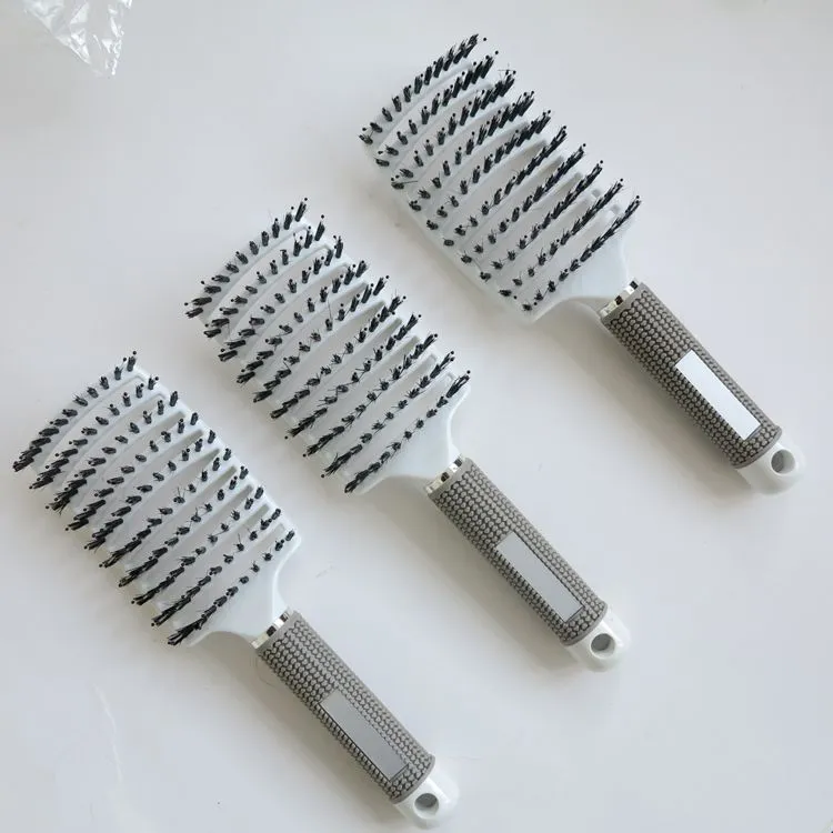 Professionele Hair Extensions Bristle Haarborstels Kam Anti-Statische Heat Curved Vent Barber Salon Haarstyling Tool Rows Tine Comb