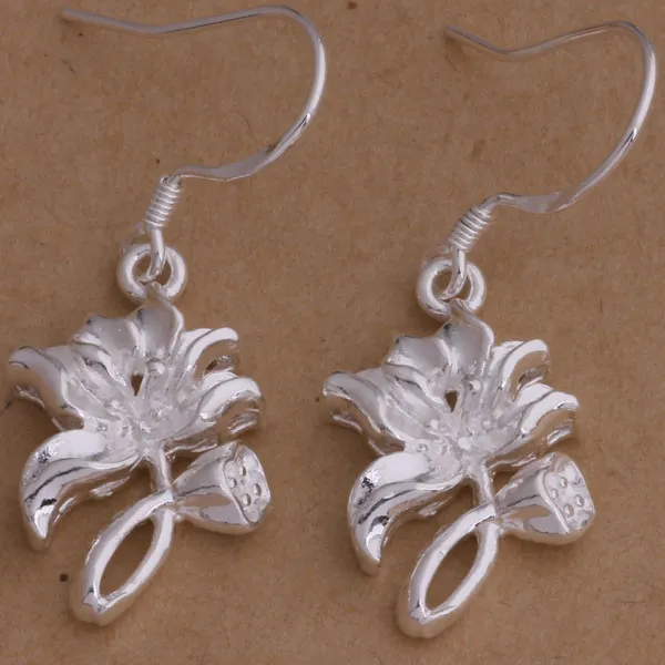 Mode sieradenfabrikant 's veel lotus oorbellen 925 sterling zilveren sieraden fabriek prijs mode glans oorbellen
