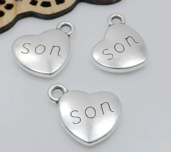 argento placcato ti amo fino alla luna e ritorno a forma di cuore charms braccialetti adatti sorella papà figlio mamma 14x18mm