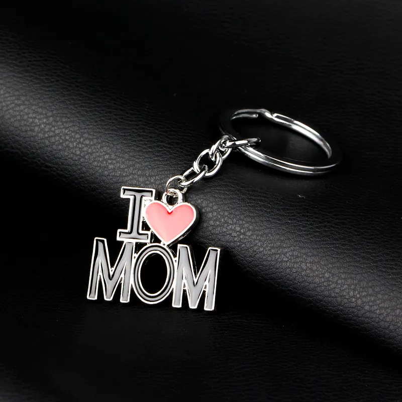 I Love DAD MOM Keychain Letter Heart Key Rings holders Bag Hangs Fashion Jewelry for mother father birthday Gift will and sandy