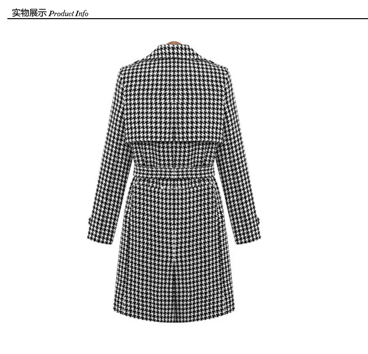 2014 Fall Winter Fashion Double Breasted Outerwear V Neck Pattern Plaid ...