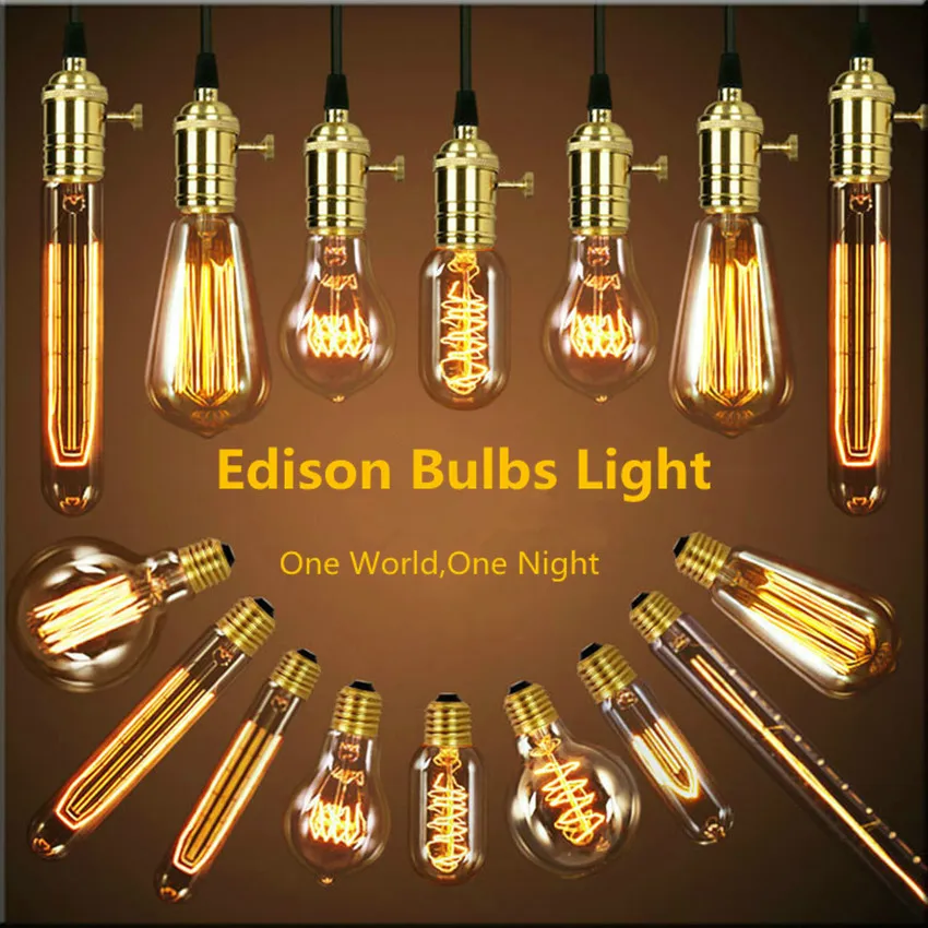 Ретро -лампа ST64 G80 Vintage Edison Bulb E27 лампы накаливания 110 В 220 В.
