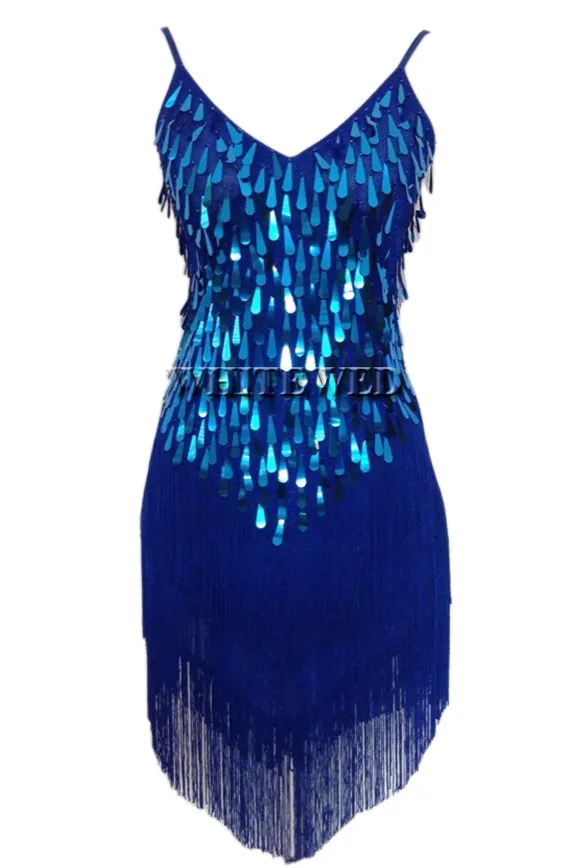 1920s Flapper Dress - One Shoulder Tassel Sleeve Sequin Maxi Dress For Gatsby Party - View #2