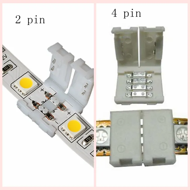 LED-remsanslutningar för 8mm 3528 10mm 5050 SMD och 4PIN DC RGB 5050 LED-remsor Ljus Inget svetsning Snabb LED-fritt skepp