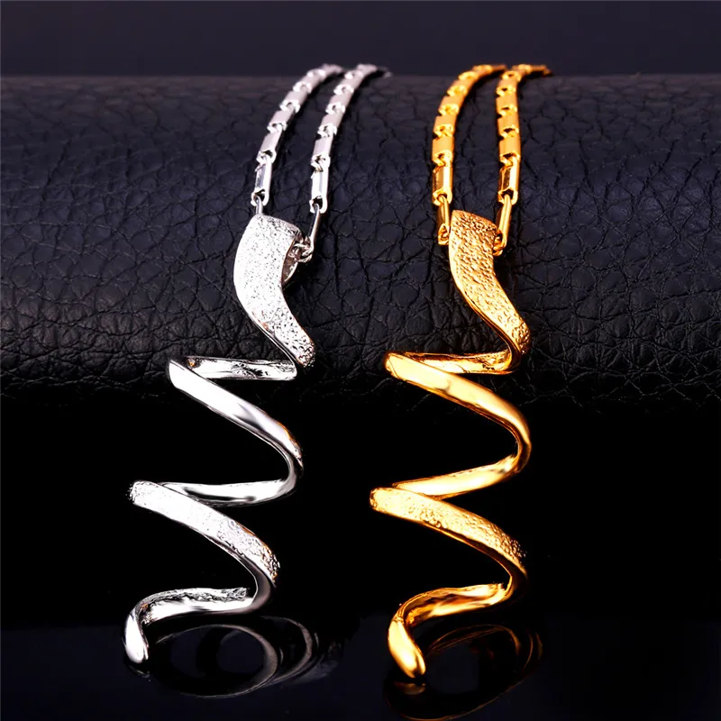 New Unique Helix Necklace Sets Women039s Gift Whole Trendy 18K Gold Plated Necklace Earrings Fashion Jewelry Sets YS41897942078828429