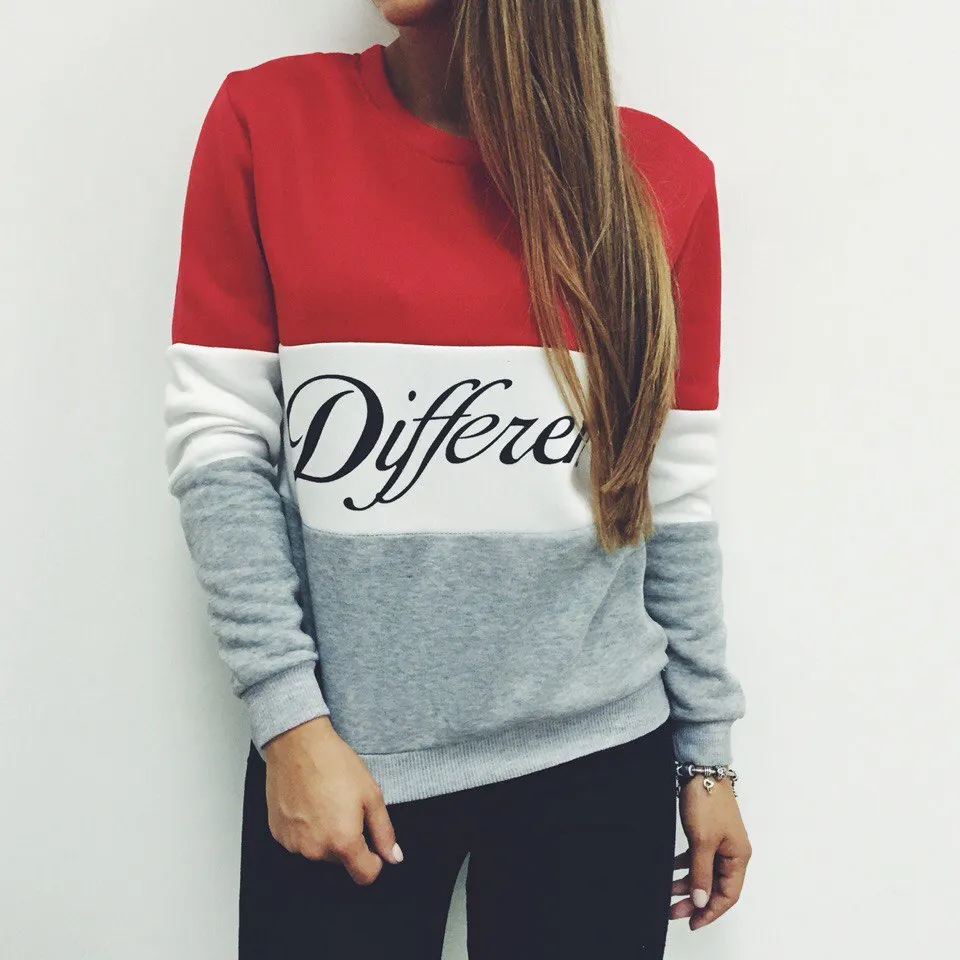 2021 Women Pullover Hoodies Letters Diffferent Printed Mix Color Casual Sweatshirt Women Fleece Sweatshirts Sudaderas Mujer