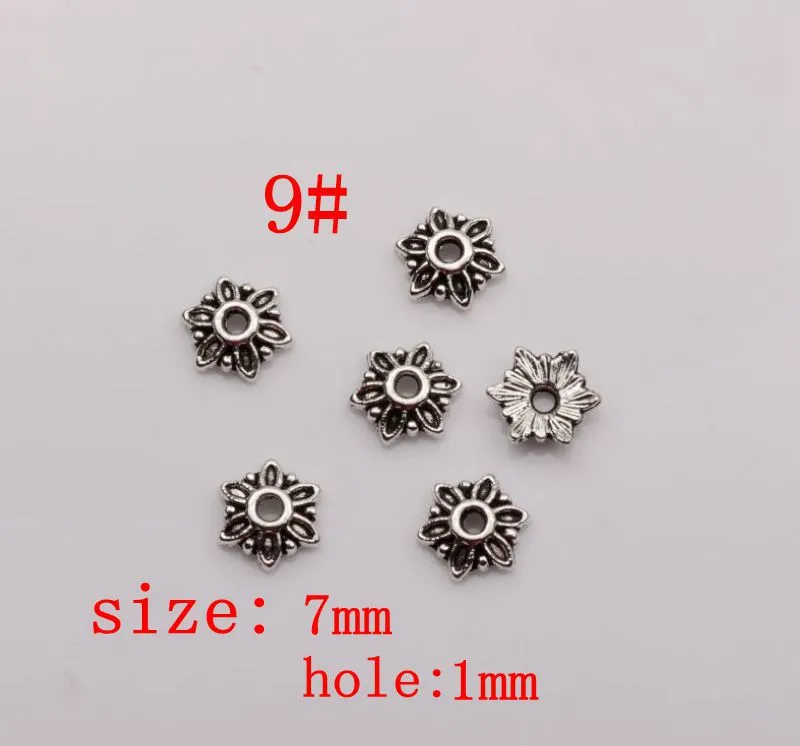 Antique silver Alloy 14- Style Flower Bead Cap For Jewelry Accessories mm30