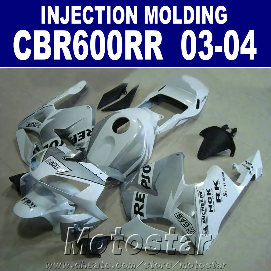 Ücretsiz HONDA CBR 600RR kaporta için sağ gri fiting 2003 2004 Enjeksiyon Kalıplama 03 04 CBR600RR ABS bodykit 7 Hediyeler QJ8E