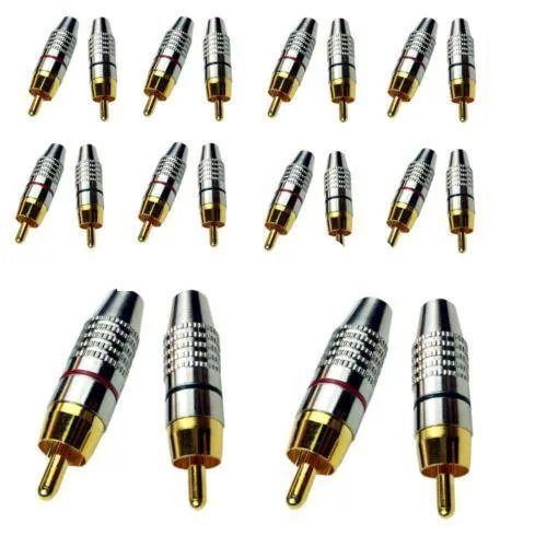 Vergulde RCA Mannelijke Plug Jack Audio Video Connector Vergrendelingskabel Adapter Solderen Rood + Zwart