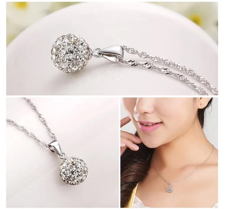 Silver Pendant Necklaces Jewelry Hot Sale Crystal Pendant Chain Necklace For Women Girl Party Fashion Jewelry Wholesale 0212WH