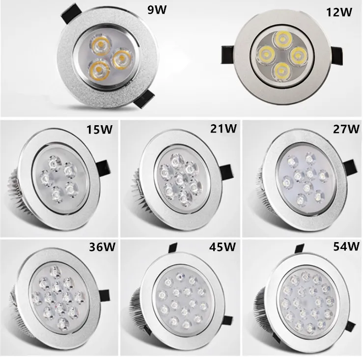 Recessed Downlight 3W 4W 5W 7W 9W*3W LED ceiling light sliver shell warm white cool white AC85-265V sportlight panel downlight Indoor light