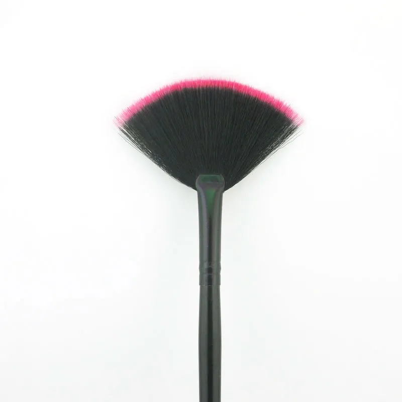 Wholesale-Professional long handle synthetic hair fan shape makeup brushes loose powder face cosmetics brush beauty tools