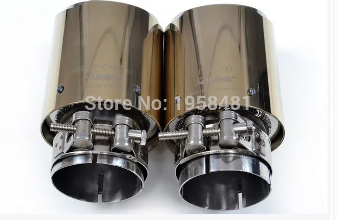 Titaniumr series Inlet63mm-out90mm Golden for AKRAPOVIC carbon fiber exhaust tip exhaust pipe muffler
