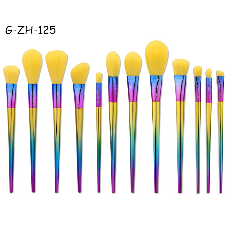 Kit pennelli trucco professionale 12 pezzi Sirena Ombretto Fondotinta in polvere Cosmetico Arcobaleno Set di pennelli trucco multiuso