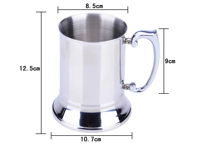 16 Ounce Double Wall 18/8 rostfritt stål Tankard, ölmugg, hög kvalitet, spegelfinish