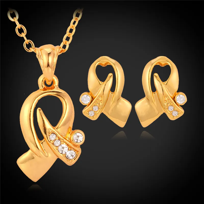 Hot Items 18K Real Gold Plated Choker Necklace Pendant Earrings Jewelry Set Rhinestone Jewellery For Women Wholesale YS3034