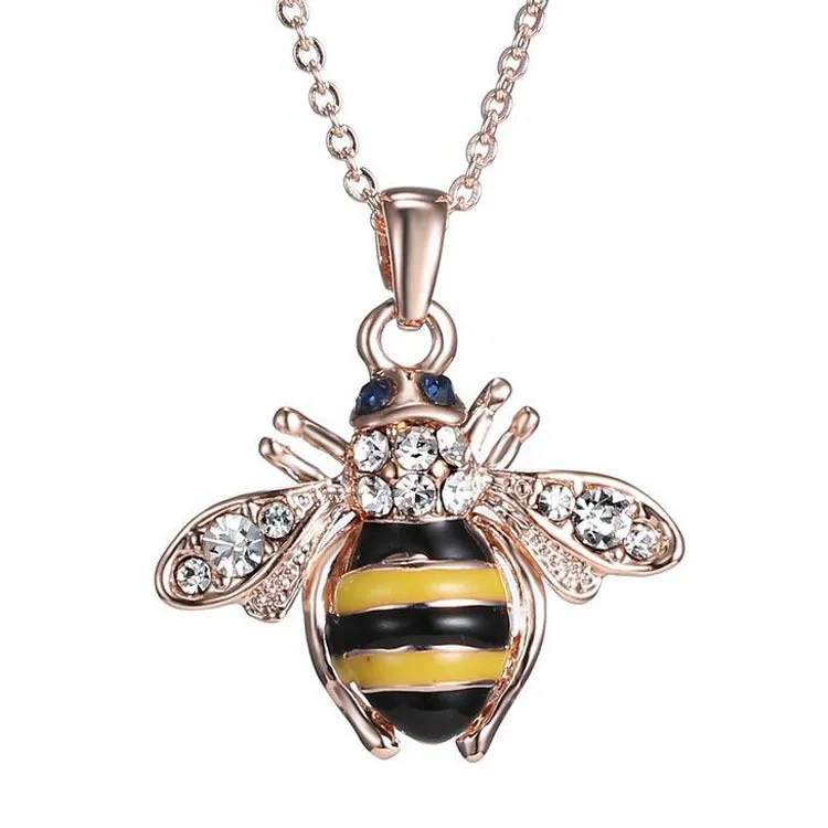 Gratis frakt Luxury Pendant Bridal Halsband Jewerly Charm Bee Crystal Emaljed Necklace Smycken för damer vid bröllopet