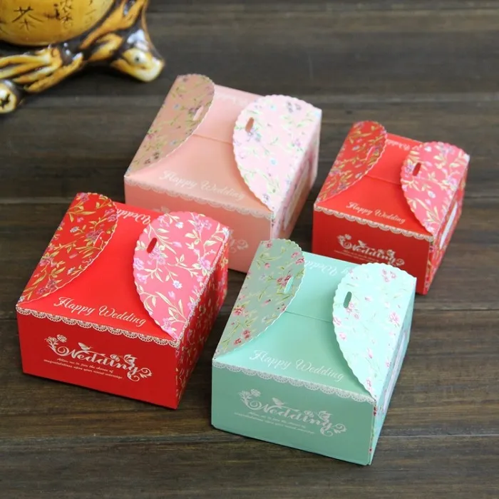 Candy Box Sac Papier Chocolate Cadeau Forfait Pour Anniversaire Fête De Mariage Favoris Fournitures Fournitures DIY Baby Douche Moyenne Fleur Design