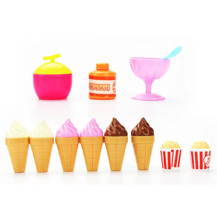 39PCS Set Children Toys Simulation Mini Candy Ice Cream Trolley Lighting Music Shop Kid Pretend Playing Christmas Gift
