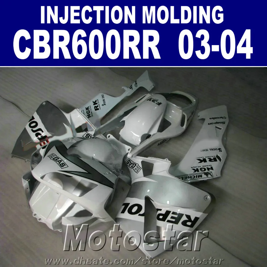 Ny! Injektionsform Silver för Honda Fairing Kit CBR 600RR 2003 2004 CBR600RR 03 04 Motorcykel Body Fairings ZPAs