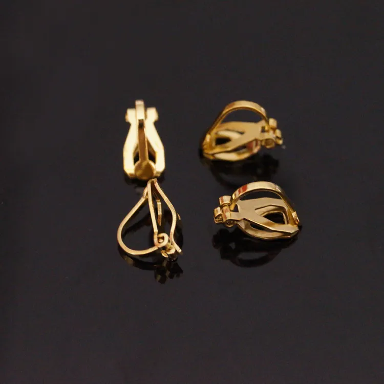 DIY EARRING Hitta grossistfabrik direkt värdefulla 100pcs / lot guldfärg mässing örhängen komponent clip-on örhängen droppe frakt