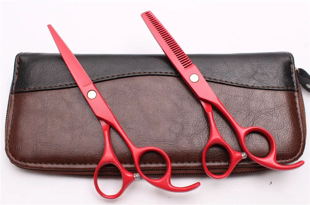 C1023 55quot 440C Purple Dragon Laser Red Professional Humer Hair Scissors Rabbers039 مصففة مقص قطع Tlinning2740416