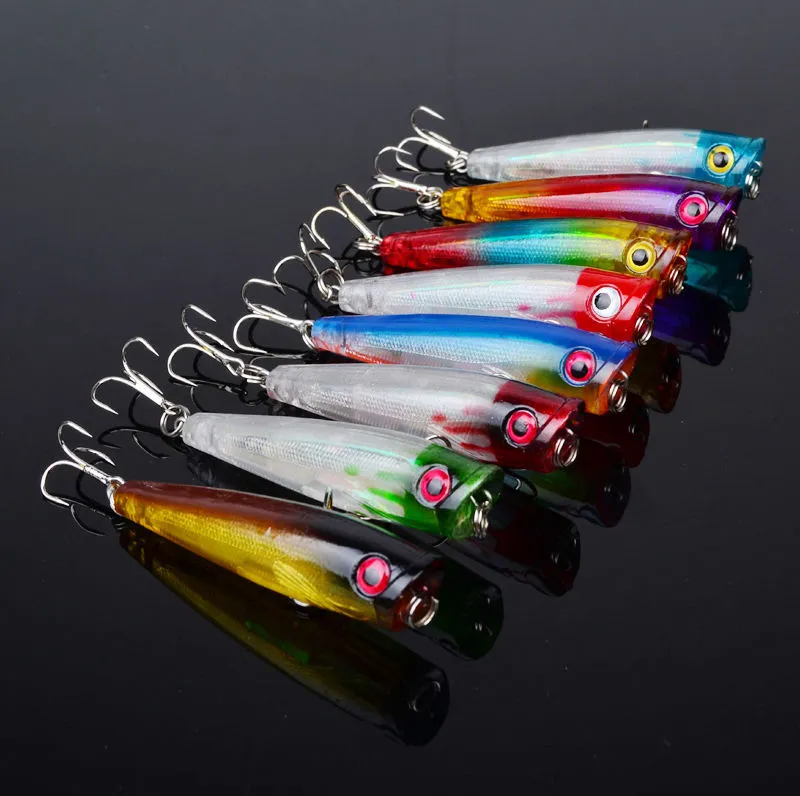 Topwater Floating Sea Bass Crankbait Lure Poper Fishing Hooks Bait 6.5cm 6.6g pesca minnow PS Painted Plastic baitfish