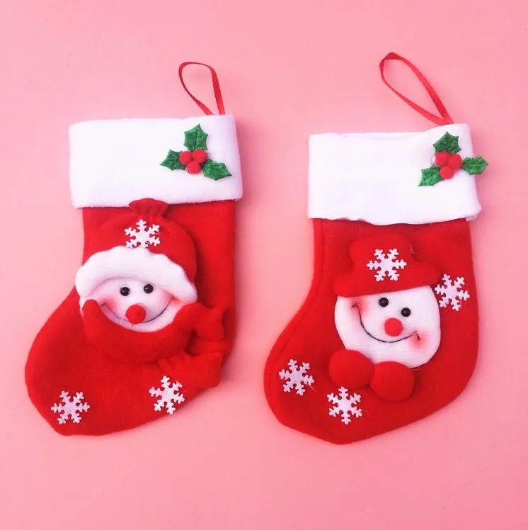 Mini Christmas Kousen 3.5 * 6.3 inch Kerst Sok Santa Non-Woven Gift Bag Kerst Ornamenten Gratis Verzending CT05