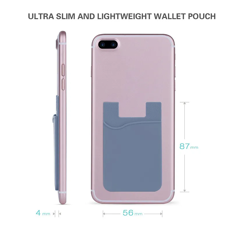 Portefeuille de carte de crédit auto-adhésif Ultra-mince portefeuille de carte de crédit silicone coloré pour Smartphones pour Sumsung S8