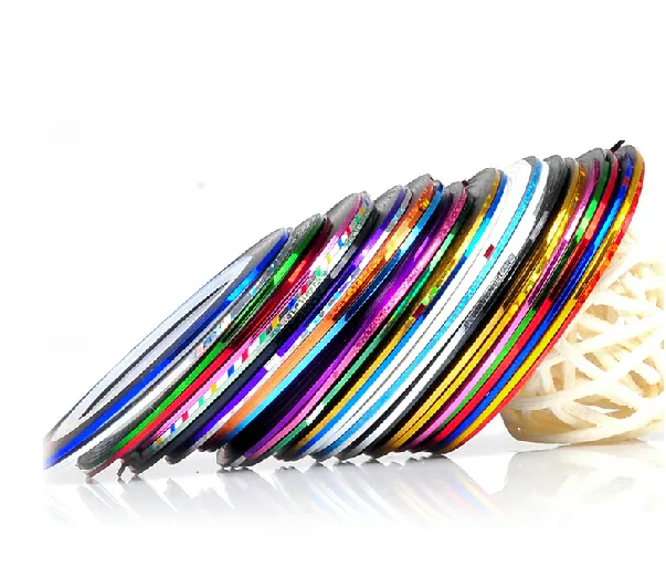 Großhandel - DIY Nail Art Sticker 10 Stück gemischte Farben Rolls Striping Tape Line Nail Art Dekoration Aufkleber